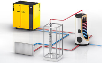 Recuperação de calor integrada em um sistema para geração de água quente.